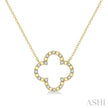 1/10 Ctw Clover Frame Bead & Round Cut Diamond Fashion Pendant With Chain in Yellow Gold Vermeil