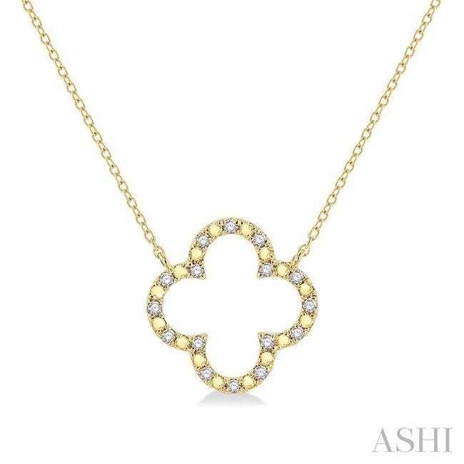 Clover Frame Diamond Fashion Pendant With Chain in Yellow Gold Vermeil