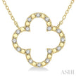 1/10 Ctw Clover Frame Bead & Round Cut Diamond Fashion Pendant With Chain in Yellow Gold Vermeil