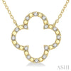 1/10 Ctw Clover Frame Bead & Round Cut Diamond Fashion Pendant With Chain in Yellow Gold Vermeil