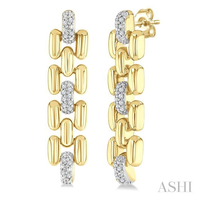 Bold Panther Link Diamond Fashion Earrings in Yellow Gold Vermeil