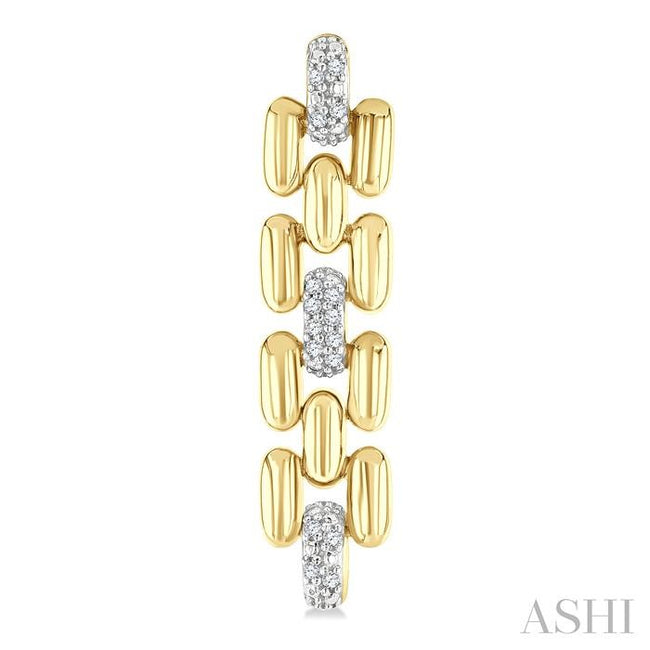 Bold Panther Link Diamond Fashion Earrings in Yellow Gold Vermeil