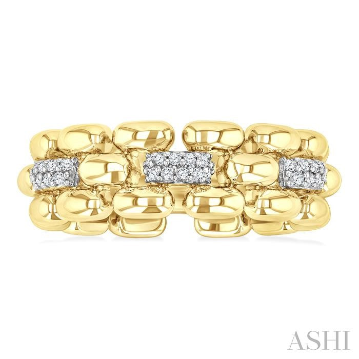 1/10 Ctw Bold Panther Link Single Cut Diamond Fashion Ring in Yellow Gold Vermeil