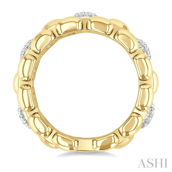 1/10 Ctw Bold Panther Link Single Cut Diamond Fashion Ring in Yellow Gold Vermeil