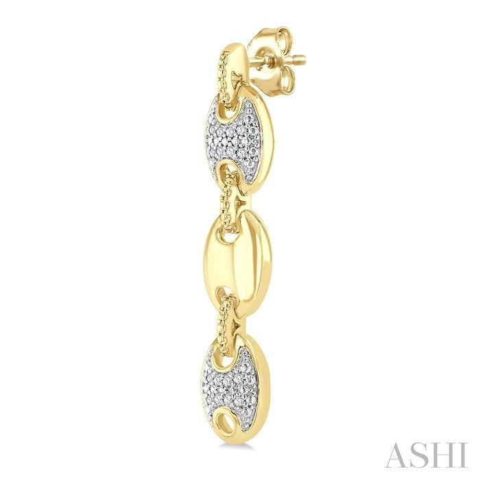 1/10 Ctw Bold Mariner Link Single Cut Diamond Fashion Earring in Yellow Gold Vermeil