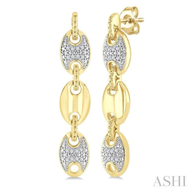 1/10 Ctw Bold Mariner Link Single Cut Diamond Fashion Earring in Yellow Gold Vermeil