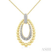 1/10 Ctw Bold Double Oval Ball Bead & Single Cut Diamond Fashion Pendant With Chain in Yellow Gold Vermeil
