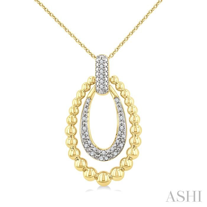 1/10 Ctw Bold Double Oval Ball Bead & Single Cut Diamond Fashion Pendant With Chain in Yellow Gold Vermeil