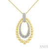 1/10 Ctw Bold Double Oval Ball Bead & Single Cut Diamond Fashion Pendant With Chain in Yellow Gold Vermeil