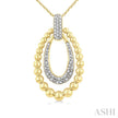 1/10 Ctw Bold Double Oval Ball Bead & Single Cut Diamond Fashion Pendant With Chain in Yellow Gold Vermeil