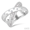 1/10 Ctw Split Criss Cross Single Cut Diamond Fashion Ring in Sterling Silver