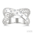 1/10 Ctw Split Criss Cross Single Cut Diamond Fashion Ring in Sterling Silver