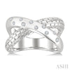 1/10 Ctw Split Criss Cross Single Cut Diamond Fashion Ring in Sterling Silver