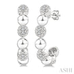 1/10 Ctw Bold Bead Design Single Cut Diamond Fashion Half Hoop Earrings in Sterling Silver