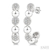 1/10 Ctw Bold Bead Design Single Cut Diamond Fashion Half Hoop Earrings in Sterling Silver