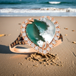 Shimmering LeVian Heart Peacock Aquaprase Chocolate Diamond Ring