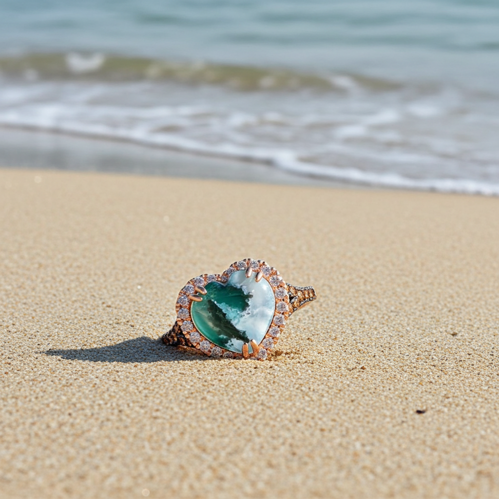 Shimmering LeVian Heart Peacock Aquaprase Chocolate Diamond Ring