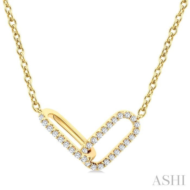 1/4ct Diamond Paperclip Interlock Fashion Pendant in 10K Yellow Gold