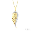 Angel wings fluted diamond fashion pendant