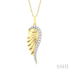 Angel wings fluted diamond fashion pendant