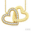 1/6ct Round Cut Diamond Interlocked Heart Fashion Pendant in 10K Yellow Gold