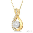 1/5 Ct Twisted Loop Lovebright Round Cut Diamond Pendant in 14K Gold