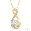 1/5 Ct Twisted Loop Lovebright Round Cut Diamond Pendant in 14K Gold