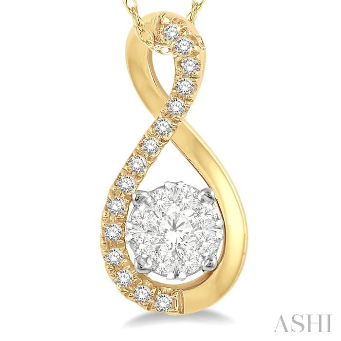 1/5 Ct Twisted Loop Lovebright Round Cut Diamond Pendant in 14K Gold