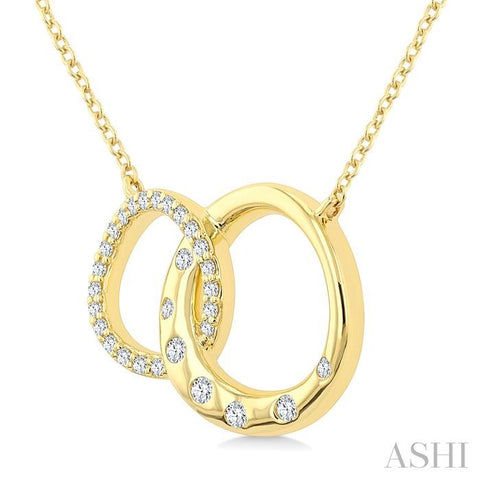 1/6 Ctw Diamond Interlocked Circles Mosaic Fashion Pendant in 10K Yellow Gold