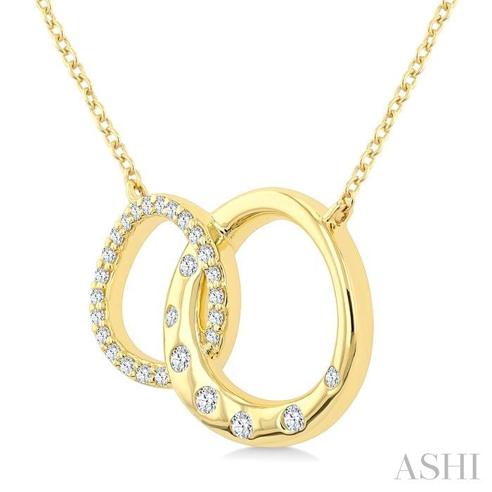 1/6 Ctw Diamond Interlocked Circles Mosaic Fashion Pendant in 10K Yellow Gold