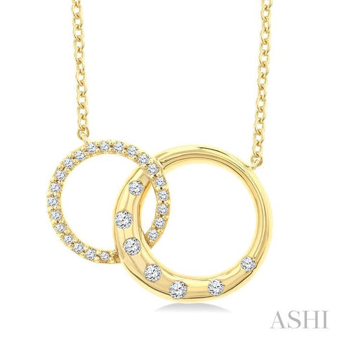 1/6 Ctw Diamond Interlocked Circles Mosaic Fashion Pendant in 10K Yellow Gold