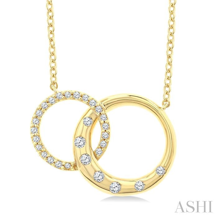 1/6 Ctw Diamond Interlocked Circles Mosaic Fashion Pendant in 10K Yellow Gold