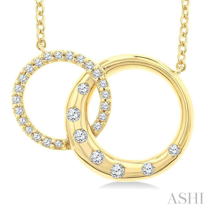 1/6 Ctw Diamond Interlocked Circles Mosaic Fashion Pendant in 10K Yellow Gold