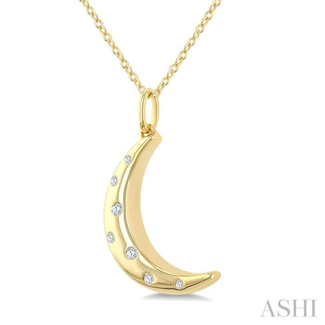 1/20ct Diamond Flush Set Moon Mosaic Pendant in 10K Yellow Gold