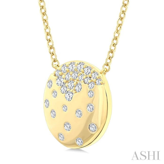 1/5ct Round Cut Diamond Circle Mosaic Fashion Pendant With Chain in 10K Yellow Gold