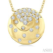 1/5ct Round Cut Diamond Circle Mosaic Fashion Pendant With Chain in 10K Yellow Gold
