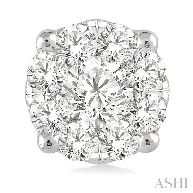 1 Ct Round Cut Lovebright Diamond Stud Earrings in 14K White Gold