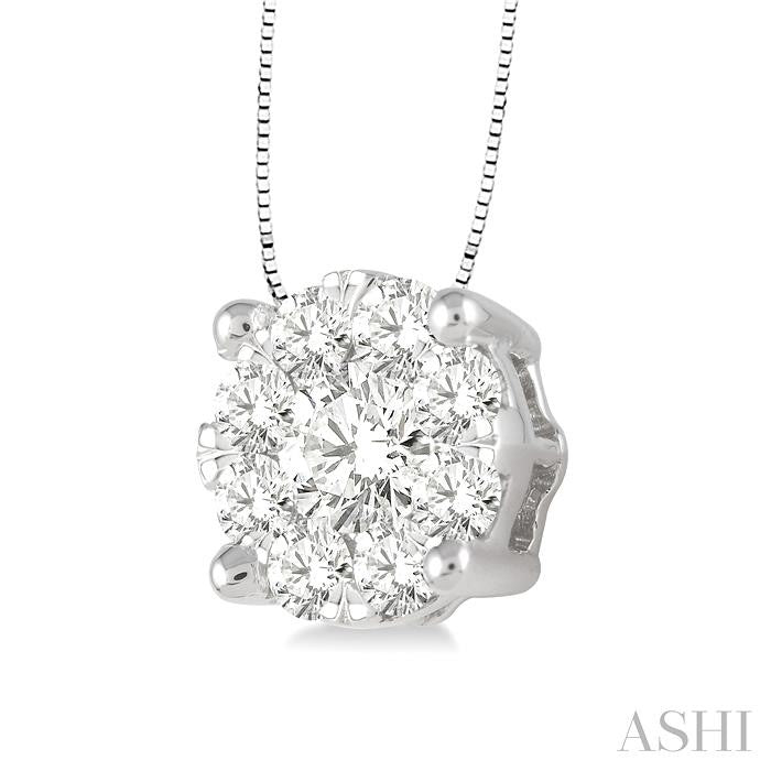 Beautiful 1/2 Ctw Lovebright Round Cut Diamond Pendant in 14K White Gold