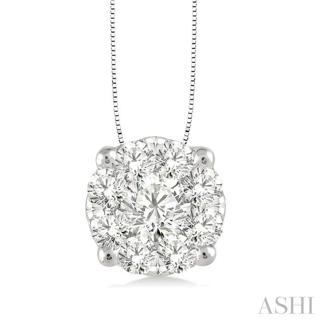 Beautiful 1/2 Ctw Lovebright Round Cut Diamond Pendant in 14K White Gold