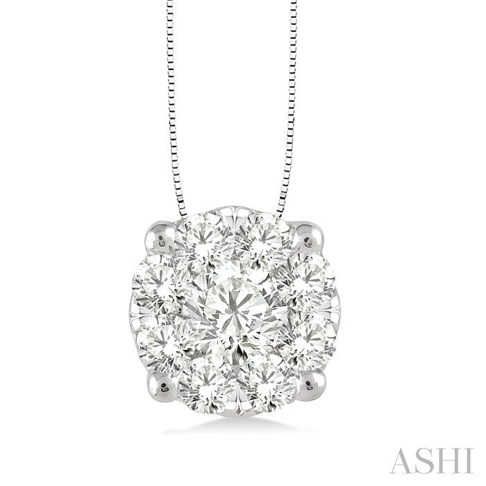 Beautiful 1/2 Ctw Lovebright Round Cut Diamond Pendant in 14K White Gold