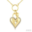 Heart Lock & Key Charm 1/6ct Diamond Fashion Pendant in 10K Yellow Gold
