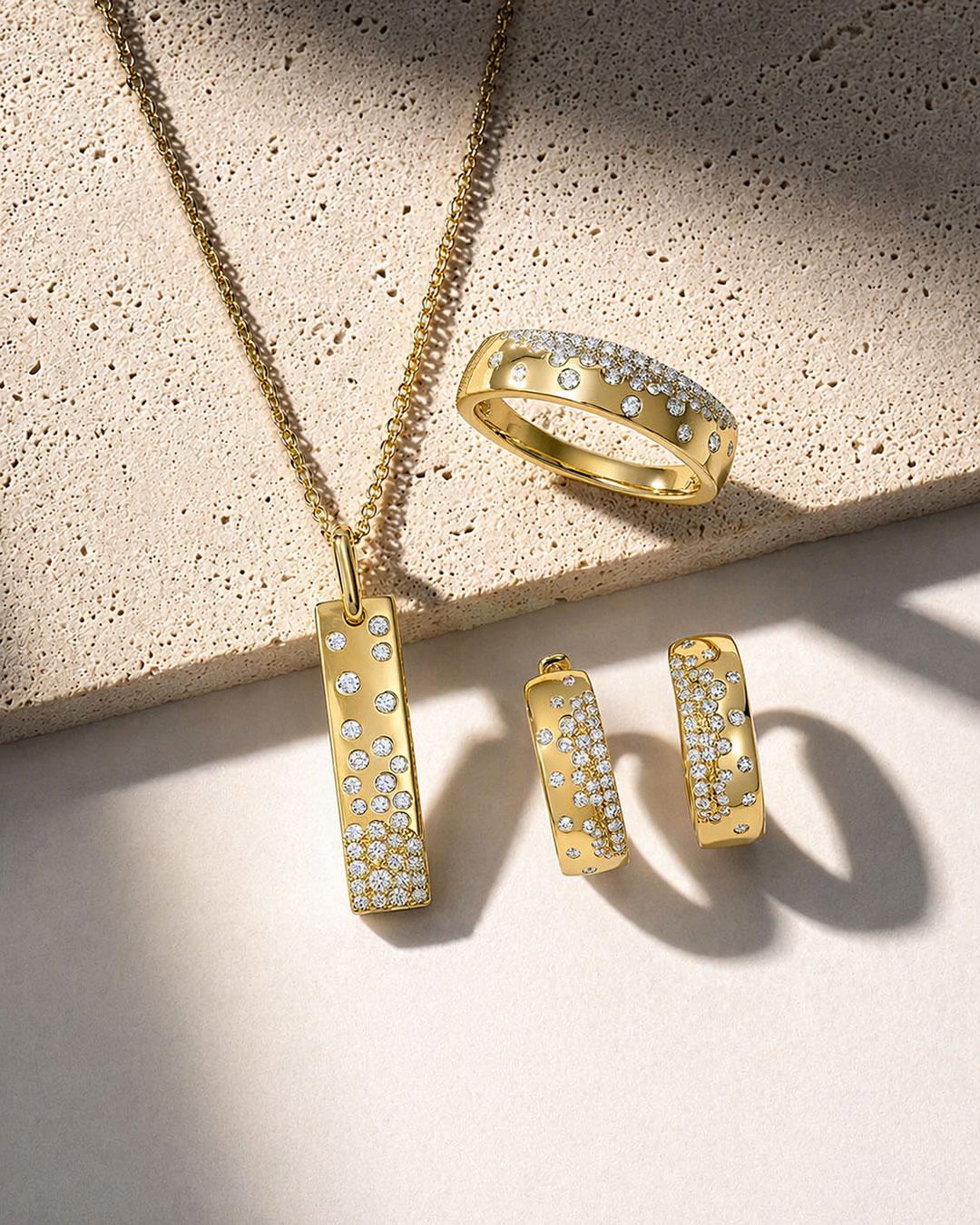 Striking 1/4ct Diamond Flush Set Mosaic Dome Band in 10K Yellow Gold