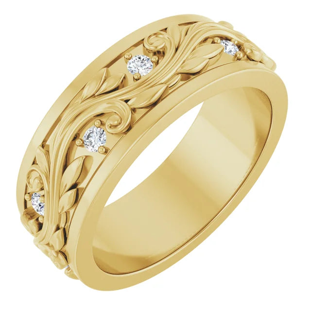 14k Gold Sculptural Diamond Band