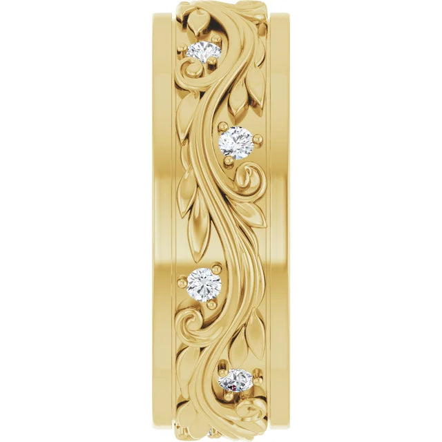 14k Gold Sculptural Diamond Band