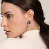 Sterling Silver Black Spinel Bujukan Link Chain Earrings with Screw Back