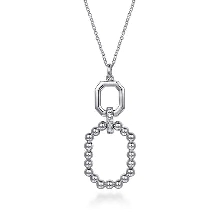 Octagon White Sapphire Bujukan Drop Pendant Necklace