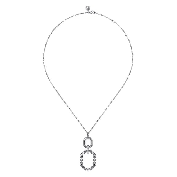 Octagon White Sapphire Bujukan Drop Pendant Necklace