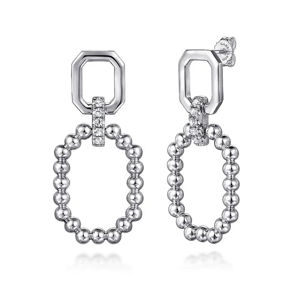 Octagon White Sapphire Bujukan Stud Drop Earrings