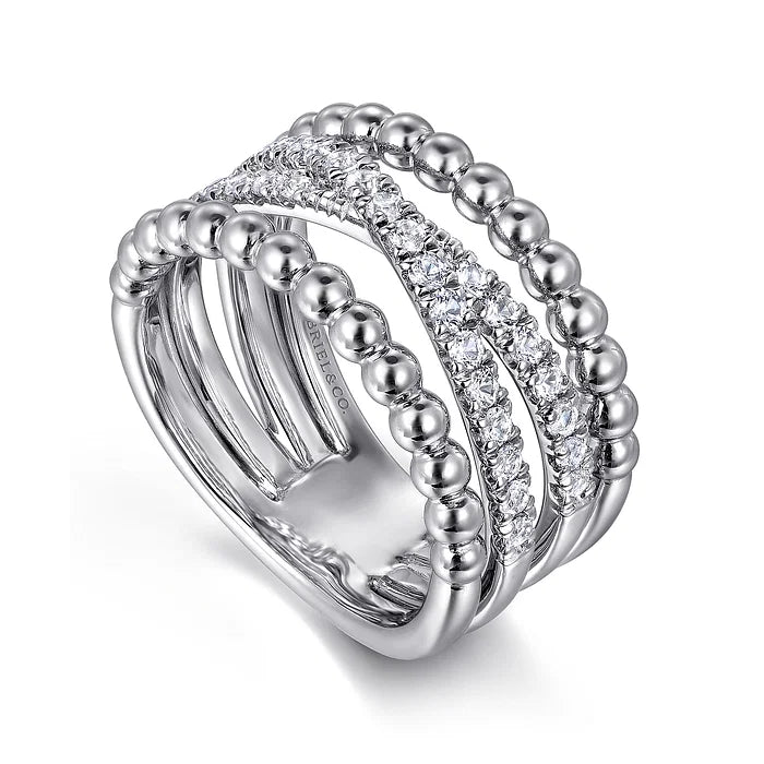 Sterling Silver White Sapphire Bujukan Criss Cross Ladies Ring