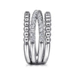 Sterling Silver White Sapphire Bujukan Criss Cross Ladies Ring